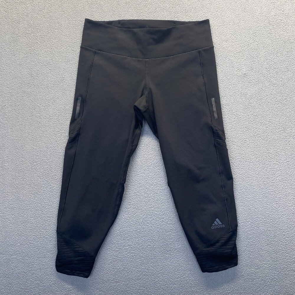Adidas Energy Running Climacool Cropped Capri Tights,Black,Size Small,Drawstring